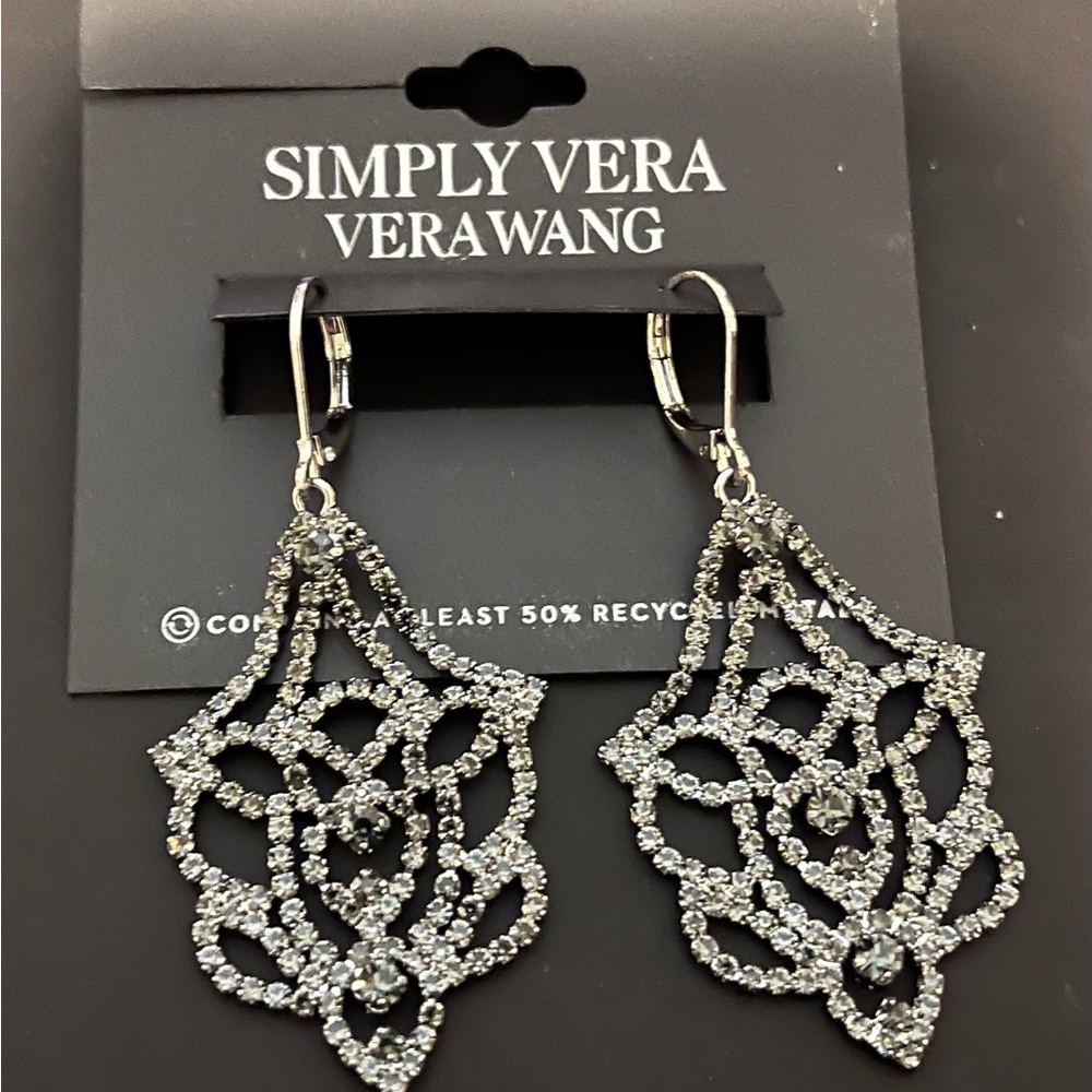 Simply Vera Vera Wang Silver Crystal Filigree Dangle Earrings